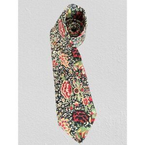Ermenegildo Zegna Silk Dress Tie Large Exotic Florals Blue Red Sage Color Circa